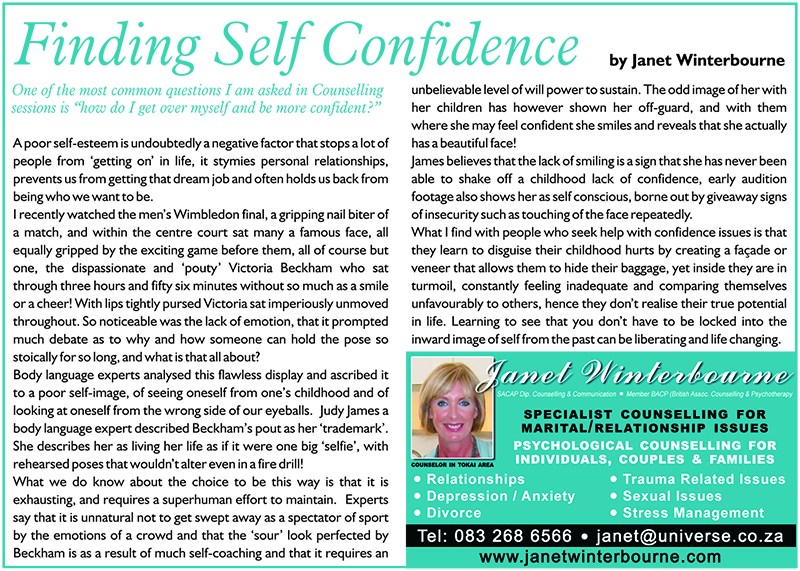 Finding Self Confidence Psychologist Cape Town