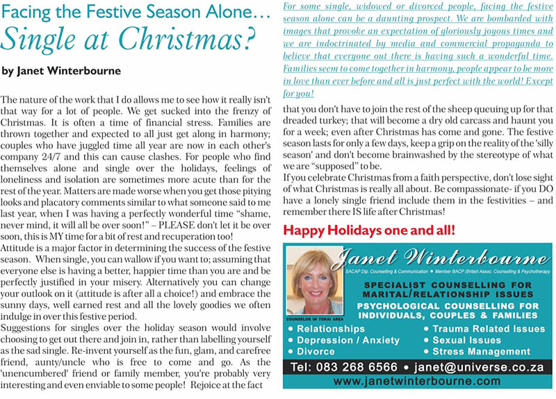 Single at Christmas Psychologist Cape Town
