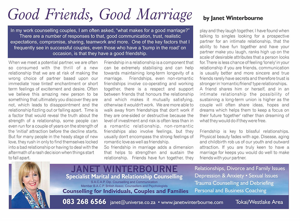 Good Friends, Good Marriage | Psychologist Cape Town