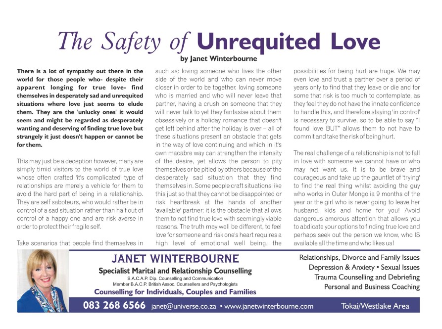 The Safety Of Unrequited Love | Psychologist Cape Town