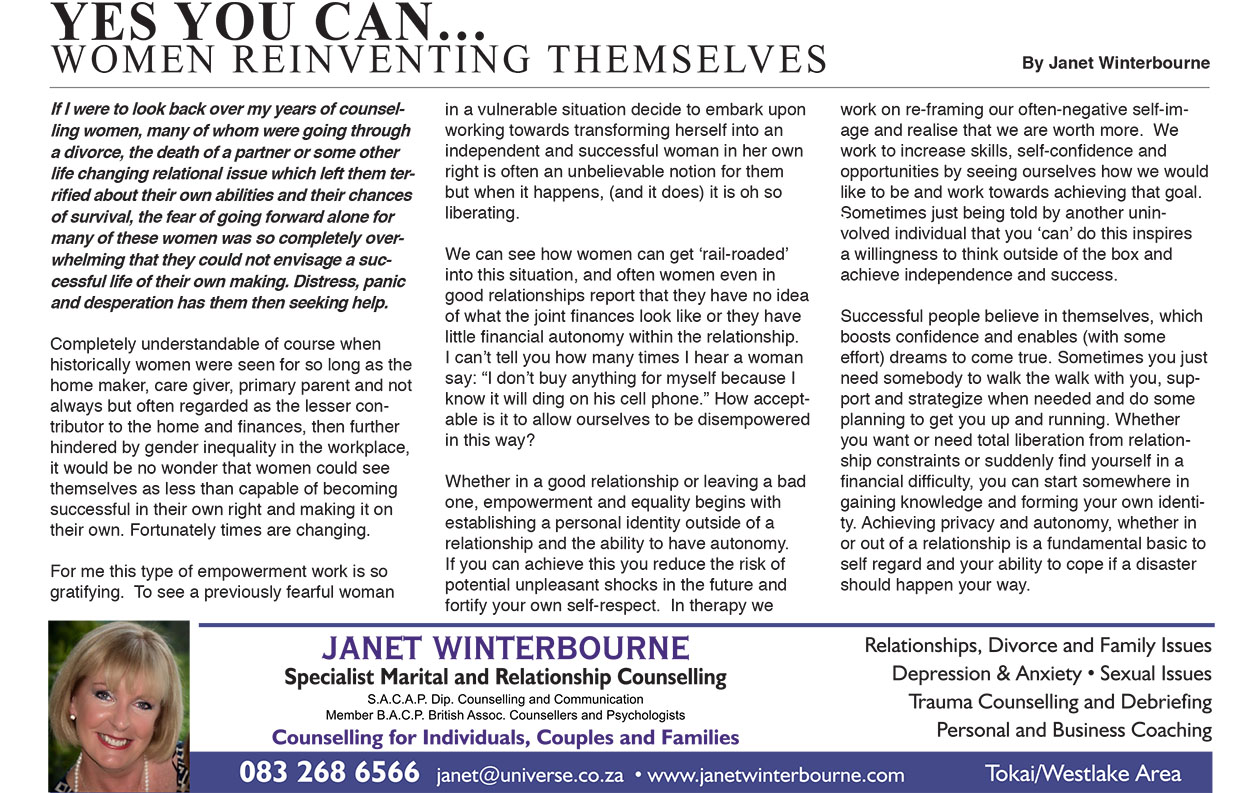 Women Reinventing Themselves…  | Psychologist Cape Town